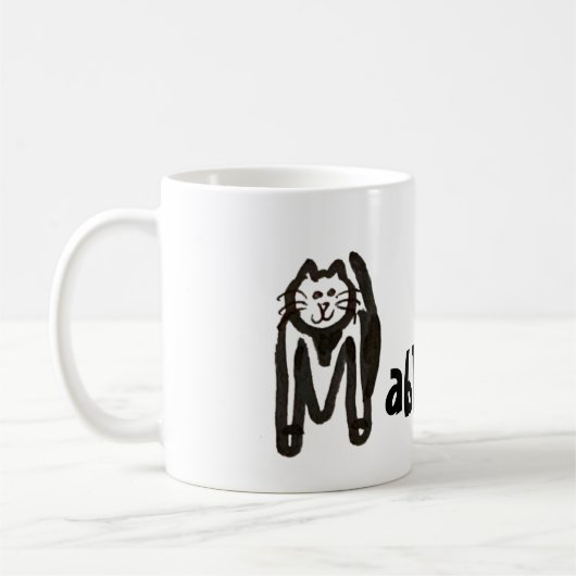 Mug - Nom avec lettre de chat initiale M (Gauche)