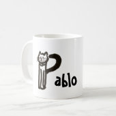 Mug - Nom avec lettre de chat initiale P (Devant gauche)