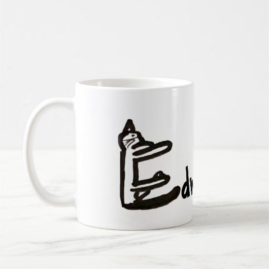 Mug - Nom avec lettre initiale de chat E (Gauche)