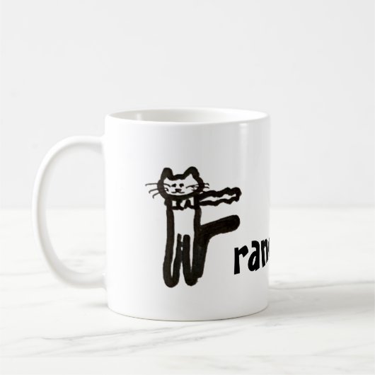 Mug - Nom avec lettre initiale de chat F (Gauche)