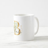 Mug Nom B Feuilles Vertes Or (Devant droit)