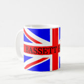 Mug nom basset hound sur drapeau (Devant gauche)