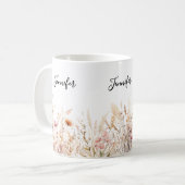 Mug Nom beige rose fleur sauvage (Devant gauche)