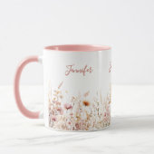 Mug Nom beige rose fleur sauvage (Gauche)
