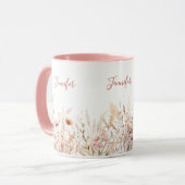 Mug Nom beige rose fleur sauvage (Devant gauche)