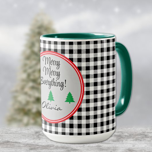 Mug Nom, Black & White Buffalo Check 15oz. Combo