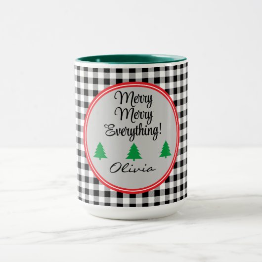 Mug Nom, Black & White Buffalo Check 15oz. Combo (Centre)