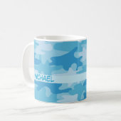 Mug Nom bleu de camouflage de Camo personnalisé (Devant gauche)