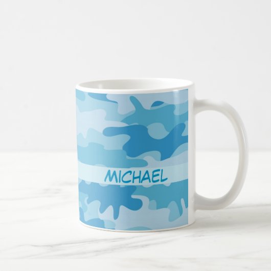 Mug Nom bleu de camouflage de Camo personnalisé (Droite)
