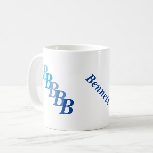 Mug - Nom bleu et initiales (Devant gauche)