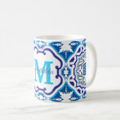 Mug 💙 Nom + bleu initial Azulejos 004   (Devant droit)