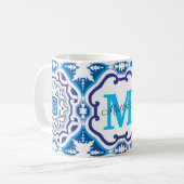 Mug 💙 Nom + bleu initial Azulejos 004   (Devant gauche)