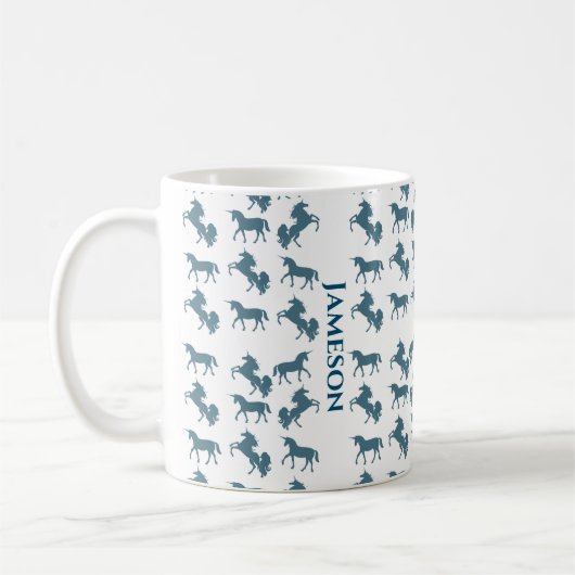 Mug Nom bleu mou Monogram Unicorn Motif (Gauche)