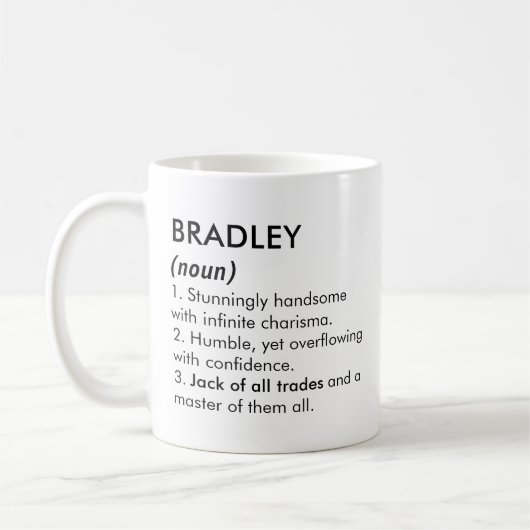 Mug Nom Bradley, Nom modifiable, Nom personnalisé (Gauche)