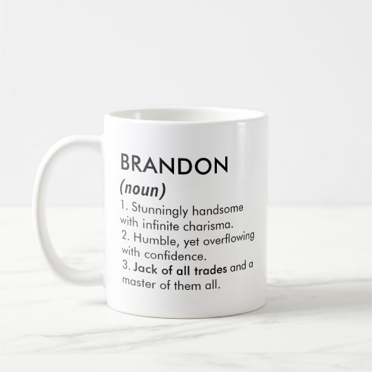 Mug Nom Brandon, nom modifiable, nom personnalisé (Gauche)