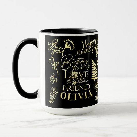 Mug Nom calligraphié moderne et élégant pour l'anniver (Gauche)