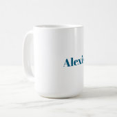 Mug Nom Calligraphie Script Plain Simple Blanc Bleu (Devant gauche)