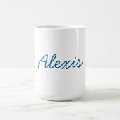 Mug Nom Calligraphie Script Plain Simple Blanc Bleu (Centre)