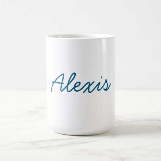 Mug Nom Calligraphie Script Plain Simple Blanc Bleu (Centre)
