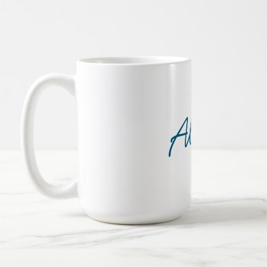 Mug Nom Calligraphie Script Plain Simple Blanc Bleu (Gauche)