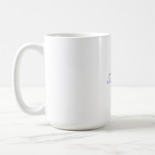 Mug Nom Calligraphie Script Simple Blanc Bleu (Gauche)