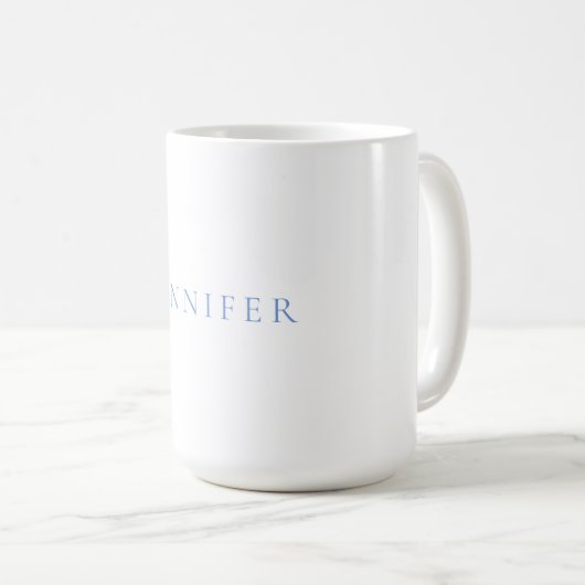 Mug Nom Calligraphie Script Simple Blanc Bleu (Devant droit)