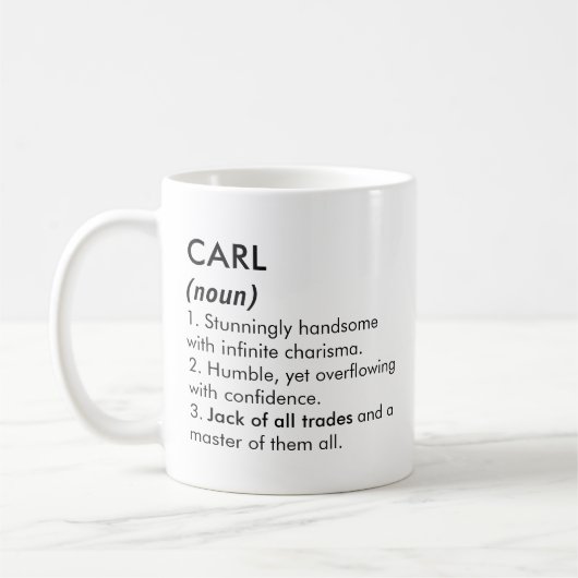 Mug Nom Carl, Nom modifiable, Nom personnalisé (Gauche)