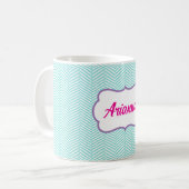 Mug Nom Chevron Bleu Aqua et Violet Lavande (Devant gauche)
