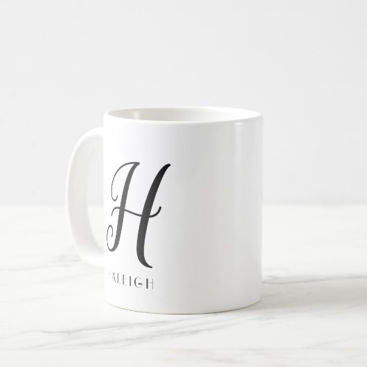 Mug Nom chic élégant avec monogramme (Devant gauche)