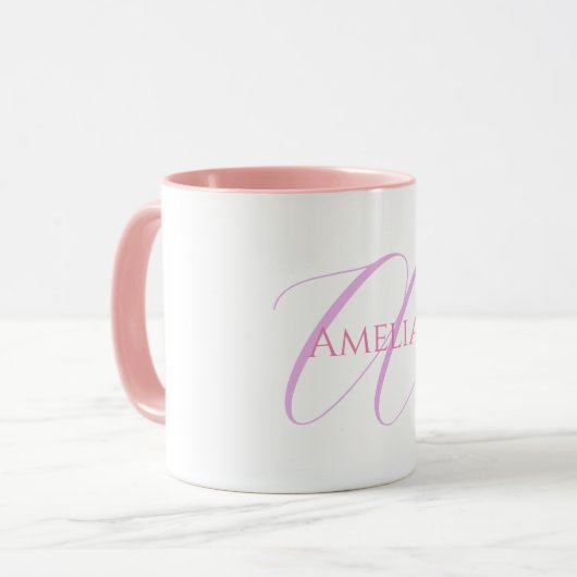 Mug Nom Chic Monogramme Lettre initiale Calligraphie (Devant gauche)