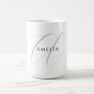 Mug Nom chic monogramme lettre initiale calligraphie