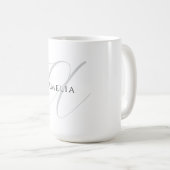 Mug Nom chic monogramme lettre initiale calligraphie (Devant droit)