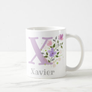 Mug Nom chrétien et motif floral initial