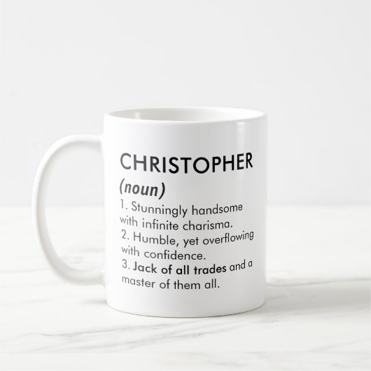 Mug Nom Christopher, Nom éditable, Nom personnalisé (Gauche)