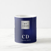 Mug Nom commercial bleu marine monogramme blanc nom (Centre)