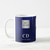 Mug Nom commercial bleu marine monogramme blanc nom (Gauche)