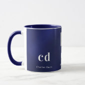 Mug Nom commercial bleu marine monogramme blanc nom (Gauche)