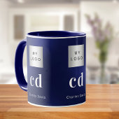 Mug Nom commercial bleu marine monogramme blanc nom