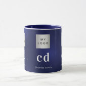 Mug Nom commercial bleu marine monogramme blanc nom (Centre)