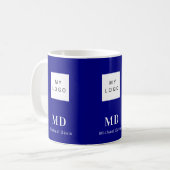 Mug Nom commercial bleu marine monogramme blanc nom (Devant gauche)