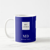Mug Nom commercial bleu marine monogramme blanc nom (Gauche)