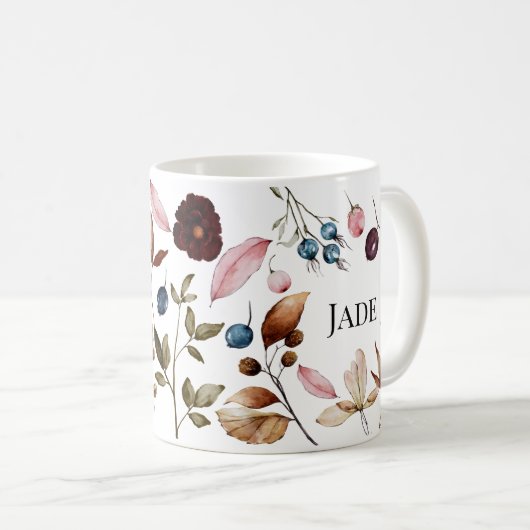 Mug Nom customisé Feuilles Automne (Devant droit)