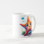 Mug Nom customisé Souriant Orange Starfish Lover Cadea (Devant droit)