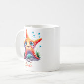Mug Nom customisé Souriant Orange Starfish Lover Cadea (Devant gauche)