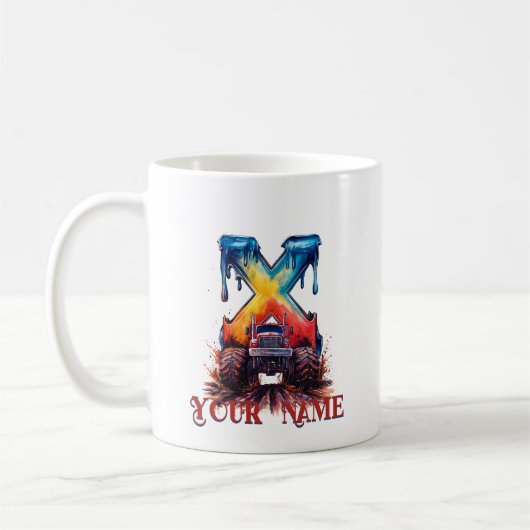 Mug Nom customisé 'X' Boue Splatter Camion Monstrous (Gauche)