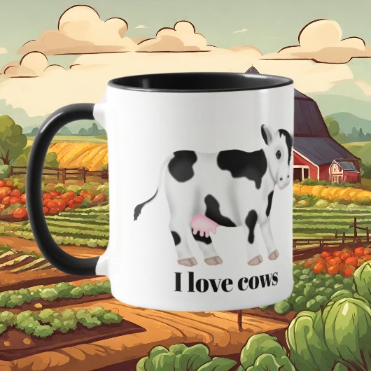 Mug Nom d'ajout de l'amant de vache mignonne