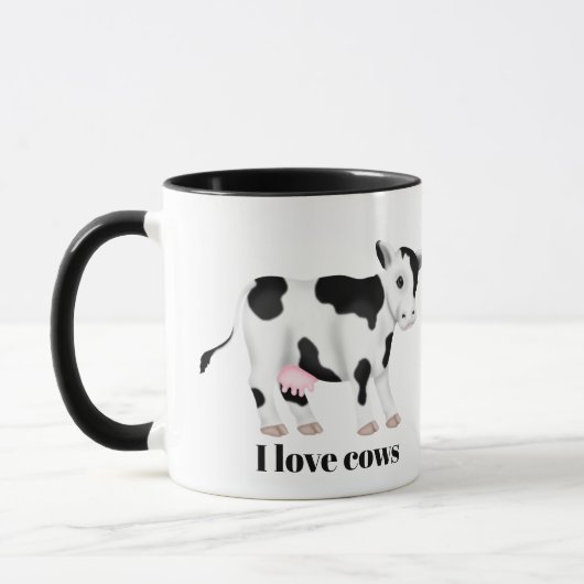Mug Nom d'ajout de l'amant de vache mignonne (Gauche)