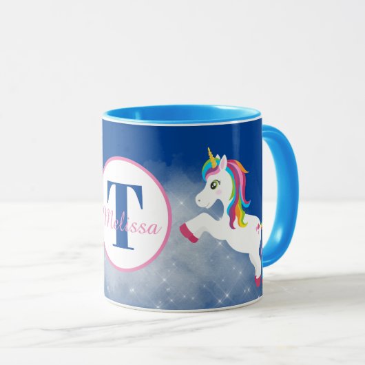 Mug Nom d'ajout de licornes jouées (Devant droit)