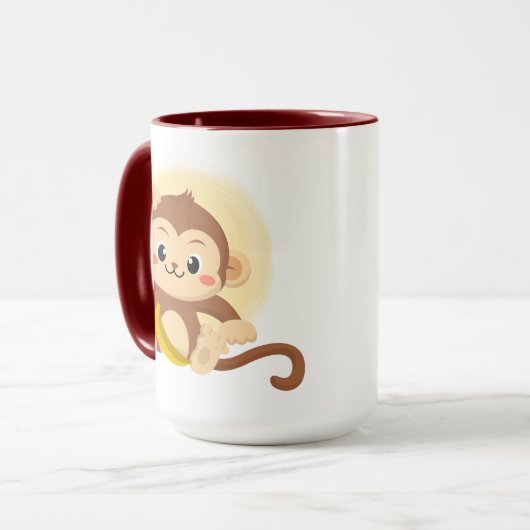 Mug nom d'ajout de singe monogramme (Devant gauche)