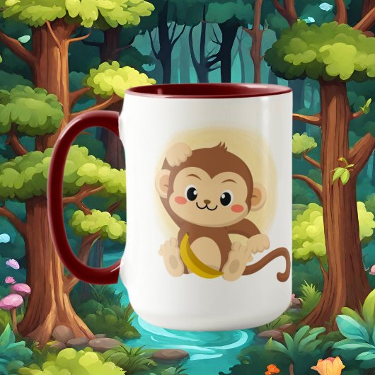 Mug nom d'ajout de singe monogramme